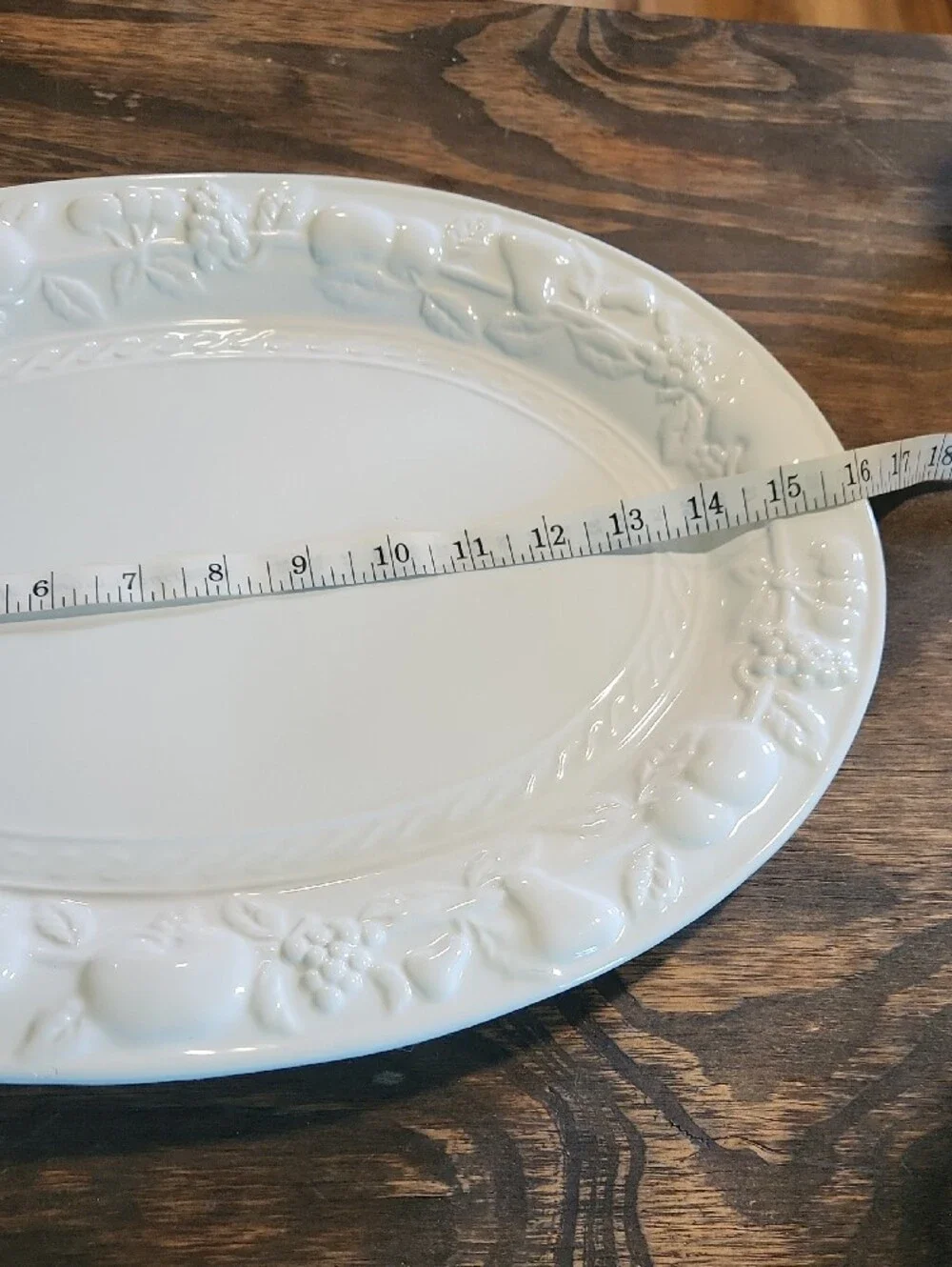 White Fruit Embossed Serving Platter
